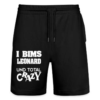 First name Leonard - Stanley/Stella Trainer Unisex Organic Jogging Shorts - black - Front - Nik (191cm) & Marisol (170cm)