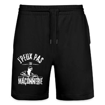 J'peux pas j'ai Maçonnerie - Short de jogging bio TRAINER Stanley/Stella unisexe - noir - Devant - Nik (191cm) & Marisol (170cm)