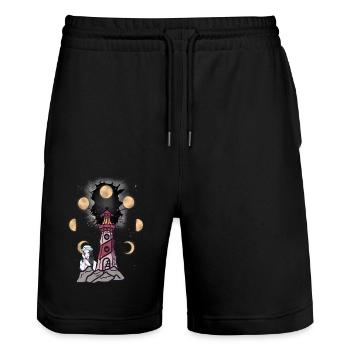 Lighthouse Lighthouses Maritime Sailor Girl - Stanley/Stella Trainer Unisex Organic Jogging Shorts - black - Front - Nik (191cm) & Marisol (170cm)