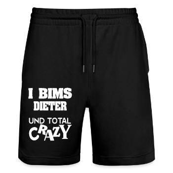Vorname Dieter - Stanley/Stella Unisex Bio Joggingshorts Trainer  - Schwarz - Vorne - Nik (191cm) & Marisol (170cm)