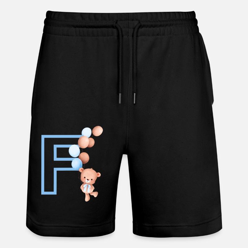 Buchstabe f blauer Bär - Stanley/Stella Unisex Bio Joggingshorts Trainer  - Schwarz