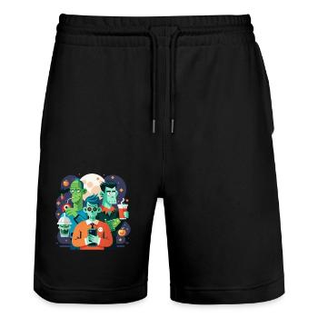Klassische Monster mit einem lustigen Twist - Stanley/Stella Unisex Bio Joggingshorts Trainer  - Schwarz - Vorne - Nik (191cm) & Marisol (170cm)