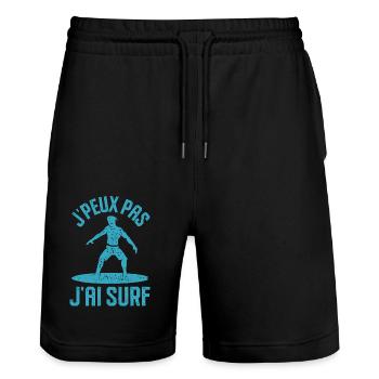 J ai surf - Short de jogging bio TRAINER Stanley/Stella unisexe - noir - Devant - Nik (191cm) & Marisol (170cm)