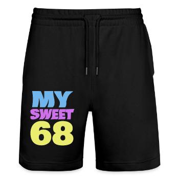 Alter 68 - Stanley/Stella Unisex Bio Joggingshorts Trainer  - Schwarz - Vorne - Nik (191cm) & Marisol (170cm)