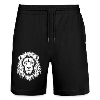 Lion Head - Stanley/Stella Trainer Unisex Organic Jogging Shorts - black - Front - Nik (191cm) & Marisol (170cm)