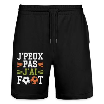 J'peux pas j'ai foot - Short de jogging bio TRAINER Stanley/Stella unisexe - noir - Devant - Nik (191cm) & Marisol (170cm)