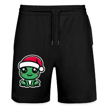 Christmas Frog - Stanley/Stella Trainer Unisex Organic Jogging Shorts - black - Front - Nik (191cm) & Marisol (170cm)