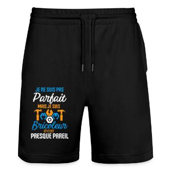 Pas parfait mais je suis bricoleur - Short de jogging bio TRAINER Stanley/Stella unisexe - noir - Devant - Nik (191cm) & Marisol (170cm)