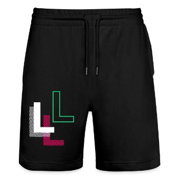 L Buchstabe - Stanley/Stella Unisex Bio Joggingshorts Trainer  - Schwarz - Vorne - Nik (191cm) & Marisol (170cm)