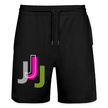 J Letter - Stanley/Stella Trainer Unisex Organic Jogging Shorts - black - Front - Nik (191cm) & Marisol (170cm)