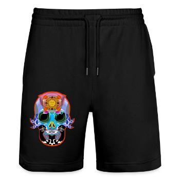 Schädel 13 - Stanley/Stella Unisex Bio Joggingshorts Trainer  - Schwarz - Vorne - Nik (191cm) & Marisol (170cm)