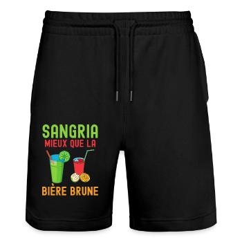 Sangria mieux que la bière brune 3 - Short de jogging bio TRAINER Stanley/Stella unisexe - noir - Devant - Nik (191cm) & Marisol (170cm)