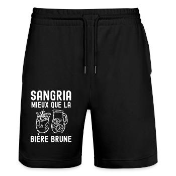 Sangria Mieux que la bière brune 2 - Short de jogging bio TRAINER Stanley/Stella unisexe - noir - Devant - Nik (191cm) & Marisol (170cm)
