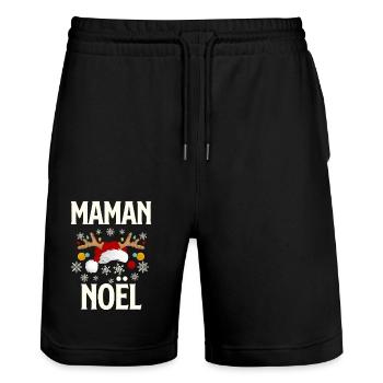 Mama Claus - Stanley/Stella Unisex Bio Joggingshorts Trainer  - Schwarz - Vorne - Nik (191cm) & Marisol (170cm)