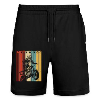 Motocross MX Supercross Enduro Dirt Bike - Stanley/Stella Trainer Unisex Organic Jogging Shorts - black - Front - Nik (191cm) & Marisol (170cm)