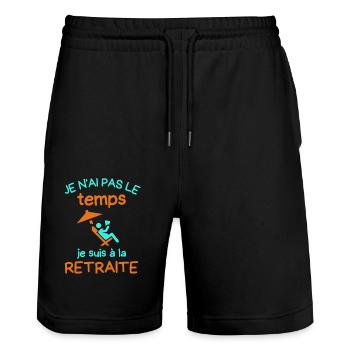 J ai pas le temps j ai retraite - Short de jogging bio TRAINER Stanley/Stella unisexe - noir - Devant - Nik (191cm) & Marisol (170cm)