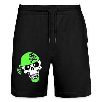 Chapeau de pirate crâne squelette tête de mort Halloween - Short de jogging bio TRAINER Stanley/Stella unisexe - noir - Devant - Nik (191cm) & Marisol (170cm)