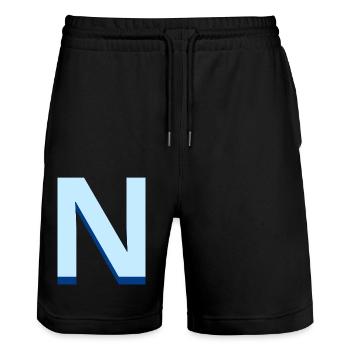 Pop and modern blue letter n - Stanley/Stella Trainer Unisex Organic Jogging Shorts - black - Front - Nik (191cm) & Marisol (170cm)