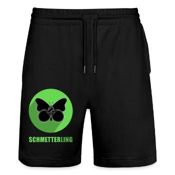 Smash-Schmetterling Geschenk für Tischtennisfreund - Stanley/Stella Unisex Bio Joggingshorts Trainer  - Schwarz - Vorne - Nik (191cm) & Marisol (170cm)
