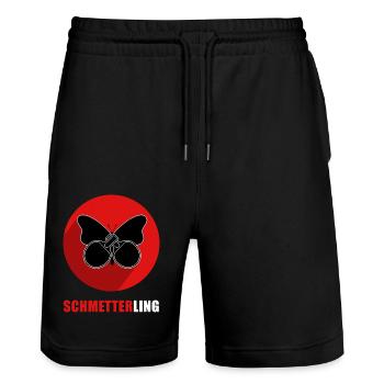Smash Butterfly Cadeau pour un ami de tennis de table - Short de jogging bio TRAINER Stanley/Stella unisexe - noir - Devant - Nik (191cm) & Marisol (170cm)