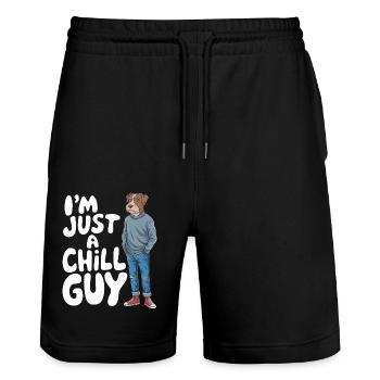 I'm just a Chill Guy Meme - Stanley/Stella Unisex Bio Joggingshorts Trainer  - Schwarz - Vorne - Nik (191cm) & Marisol (170cm)