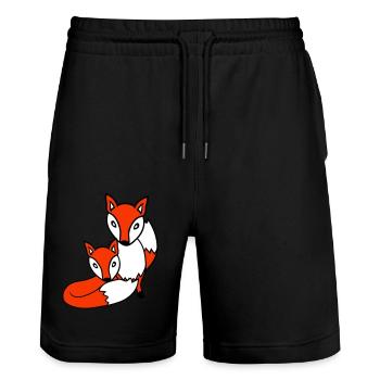 2 Foxes Friends Red Fox Two Wild Animals Team - Stanley/Stella Trainer Unisex Organic Jogging Shorts - black - Front - Nik (191cm) & Marisol (170cm)