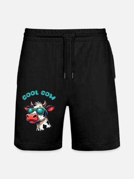 cow sunglasses cow - Stanley/Stella Trainer Unisex Organic Jogging Shorts - black