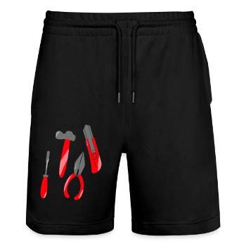 Handwerker sucht Werkzeug Design - Stanley/Stella Unisex Bio Joggingshorts Trainer  - Schwarz - Vorne - Nik (191cm) & Marisol (170cm)