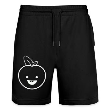 apfel smile - Stanley/Stella Unisex Bio Joggingshorts Trainer  - Schwarz - Vorne - Nik (191cm) & Marisol (170cm)