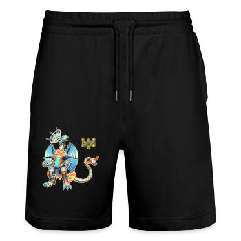 Wi-Fi Dragon - Stanley/Stella Trainer Unisex Organic Jogging Shorts - black - Front - Nik (191cm) & Marisol (170cm)