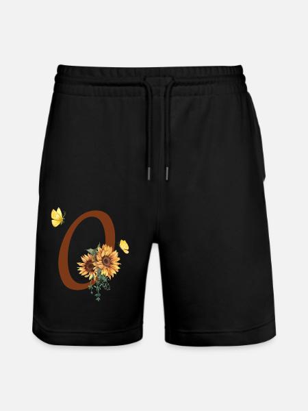 Buchstabe o Sonnenblumenschmetterling - Stanley/Stella Unisex Bio Joggingshorts Trainer  - Schwarz