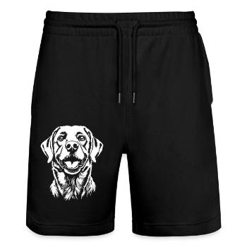 Labrador Portrait Retriever Labbi Hunde Hund - Stanley/Stella Unisex Bio Joggingshorts Trainer  - Schwarz - Vorne - Nik (191cm) & Marisol (170cm)