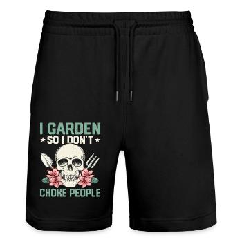 I Garden So I Don't Choke People Botanical Gardeni - Stanley/Stella Trainer Unisex Organic Jogging Shorts - black - Front - Nik (191cm) & Marisol (170cm)