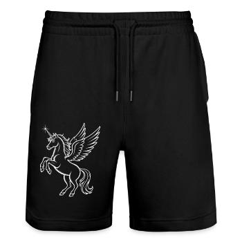Unicorn - Unicorn - Stanley/Stella Trainer Unisex Organic Jogging Shorts - black - Front - Nik (191cm) & Marisol (170cm)