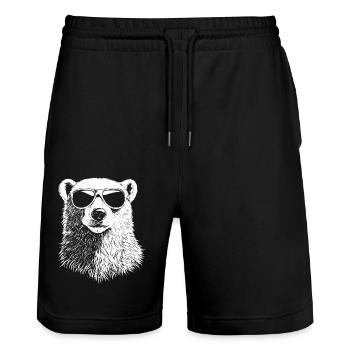 Cool Polar Bear Sunglasses Summer Bear - Stanley/Stella Trainer Unisex Organic Jogging Shorts - black - Front - Nik (191cm) & Marisol (170cm)