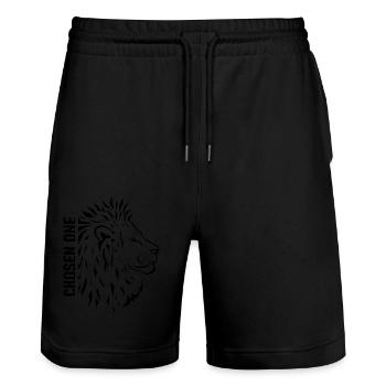 Chosen One – Tête de lion stylisée Noir - Short de jogging bio TRAINER Stanley/Stella unisexe - noir - Devant - Nik (191cm) & Marisol (170cm)