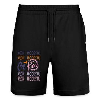 Be kind - Stanley/Stella Trainer Unisex Organic Jogging Shorts - black - Front - Nik (191cm) & Marisol (170cm)