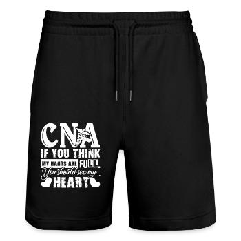 CNA CNA Full Heart - Stanley/Stella Trainer Unisex Organic Jogging Shorts - black - Front - Nik (191cm) & Marisol (170cm)