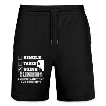 Climbing Relationship Status - Stanley/Stella Trainer Unisex Organic Jogging Shorts - black - Front - Nik (191cm) & Marisol (170cm)