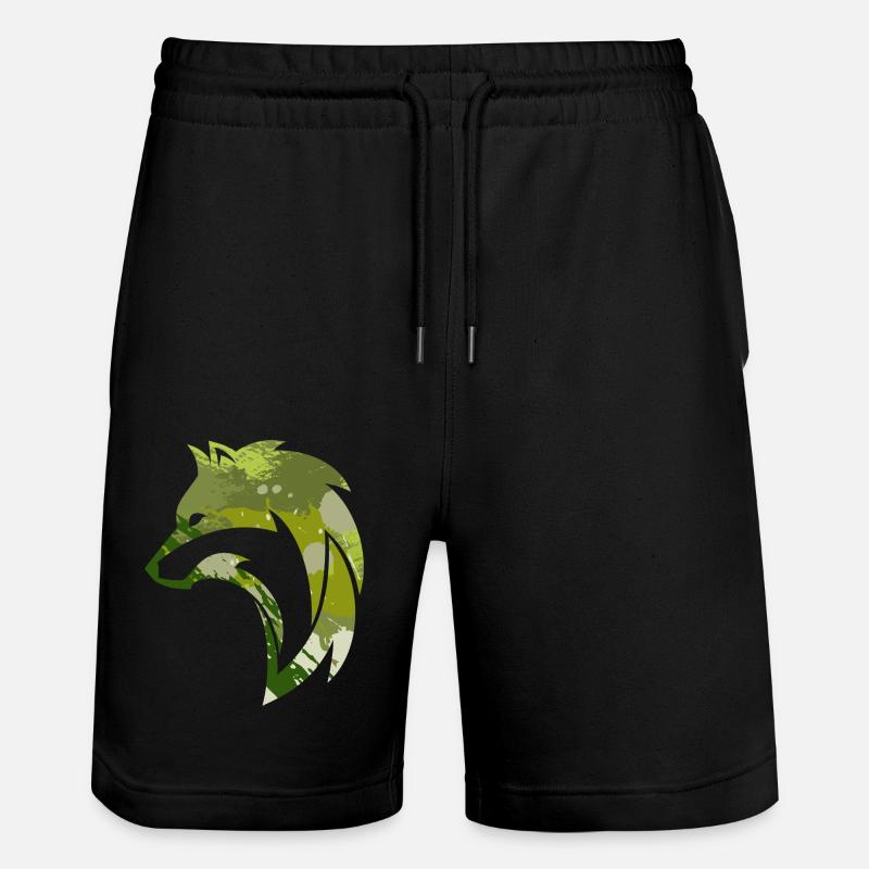 Wilder Wolf Tarnmuster - Stanley/Stella Unisex Bio Joggingshorts Trainer  - Schwarz