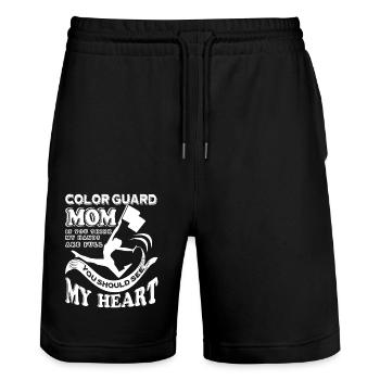 Color Guard Color Guard Mom - Stanley/Stella Trainer Unisex Organic Jogging Shorts - black - Front - Nik (191cm) & Marisol (170cm)
