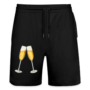Sparkling wine jars - Stanley/Stella Trainer Unisex Organic Jogging Shorts - black - Front - Nik (191cm) & Marisol (170cm)