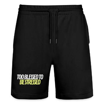 no stress - Stanley/Stella Unisex Bio Joggingshorts Trainer  - Schwarz - Vorne - Nik (191cm) & Marisol (170cm)