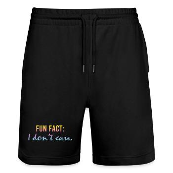 Fun Fact I Dont Care Funny Saying Sarcastic Letter - Stanley/Stella Trainer Unisex Organic Jogging Shorts - black - Front - Nik (191cm) & Marisol (170cm)