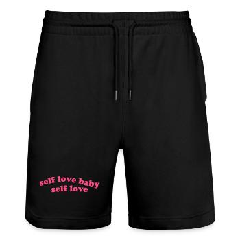 Selbstliebe Baby Zitat - Stanley/Stella Unisex Bio Joggingshorts Trainer  - Schwarz - Vorne - Nik (191cm) & Marisol (170cm)