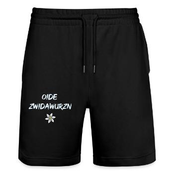 Zwidawurzn Bayrischer Spruch - Stanley/Stella Unisex Bio Joggingshorts Trainer  - Schwarz - Vorne - Nik (191cm) & Marisol (170cm)
