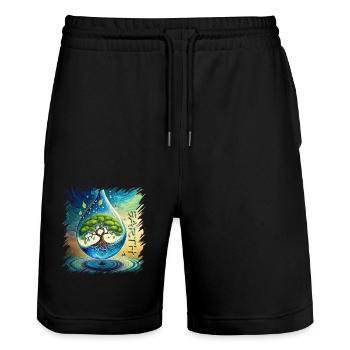 Baum des Lebens Erde Frieden Lebensbaum - Stanley/Stella Unisex Bio Joggingshorts Trainer  - Schwarz - Vorne - Nik (191cm) & Marisol (170cm)