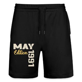 May 1991 Birthday May 1991 Gift May 1991 May - Stanley/Stella Trainer Unisex Organic Jogging Shorts - black - Front - Nik (191cm) & Marisol (170cm)