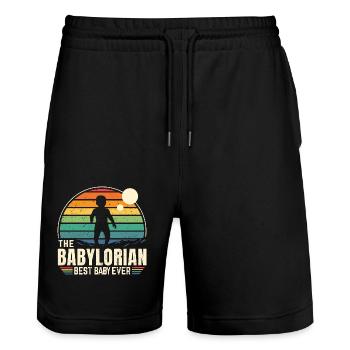 The BABYLORIAN - Bébé Vintage - Short de jogging bio TRAINER Stanley/Stella unisexe - noir - Devant - Nik (191cm) & Marisol (170cm)