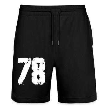 78 Number Vintage - Stanley/Stella Trainer Unisex Organic Jogging Shorts - black - Front - Nik (191cm) & Marisol (170cm)